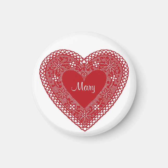 Imã Dê um Nome ao seu Coração de Lace Vintage (Frente)