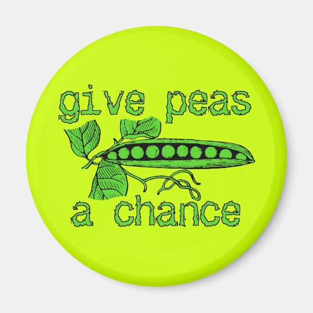 Imã Dê uma Chance às Ervilhas Ímã de Paz Divertido Hum (Frente)