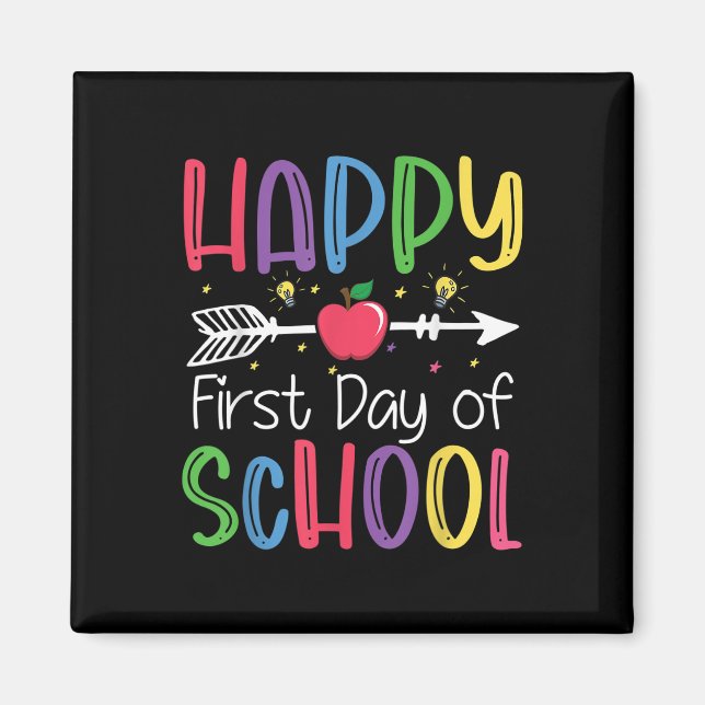 Imã De Volta À Escola Feliz Primeiro Dia De Aula Crian (Frente)