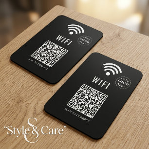Ímã de WiFi Preto Elegante com Logotipo e Código Q