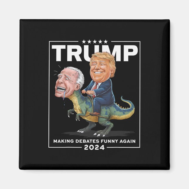 Imã Debate 2024 Trump Riding Dinosaur F Joe Biden (Frente)