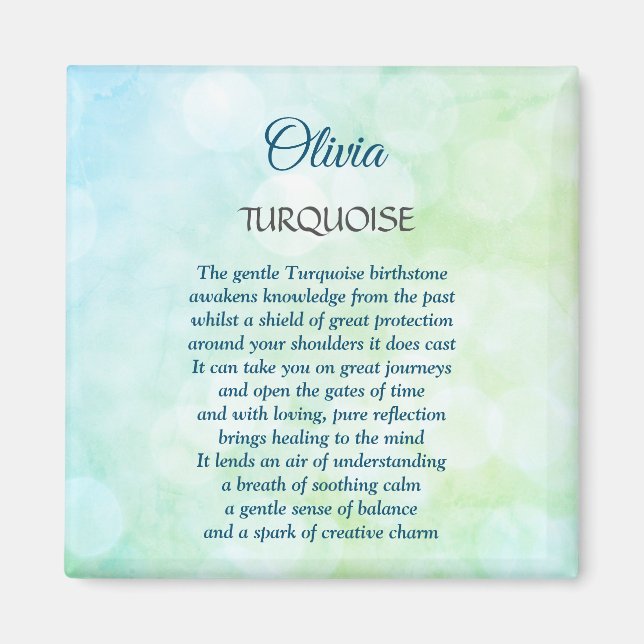 Imã December Birthstone Turquoise design  (Frente)