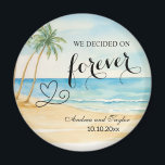 Imã Decidimos o favor do casamento eterno<br><div class="desc">Um elegante design de Casamento com praia de aquarela e palmeiras que você pode personalizar com seus detalhes.</div>