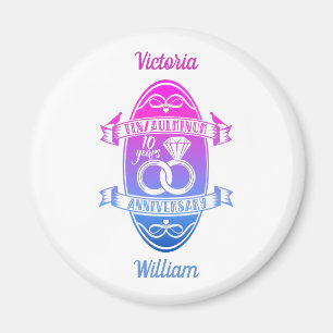 Imã Décimo décimo aniversário de casamento TIN ALUMÍNI