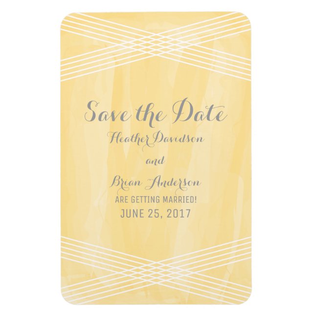 Ímã Deco de Aquarela Amarela Salva a Data (Vertical)