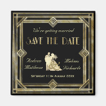 Deco de Arte Elegante Preto Dourado Salvar a Data