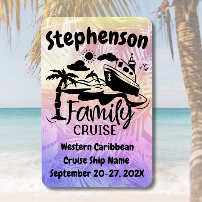 Ímã Decor de Portas Cruzadas da Família Personalizada (Colorful Family Cruise Door Magnet | Stateroom Door Marker)