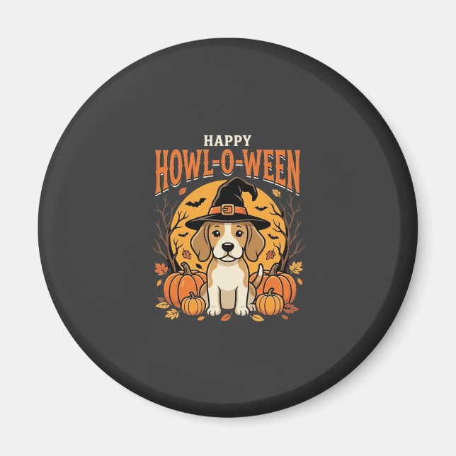 Imã Decoração de Abóbora de Halloween para Cães Beagle (Frente)