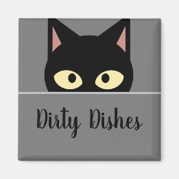 Imã Decoração de Cozinha Felina' Gato Preto Louça Suja