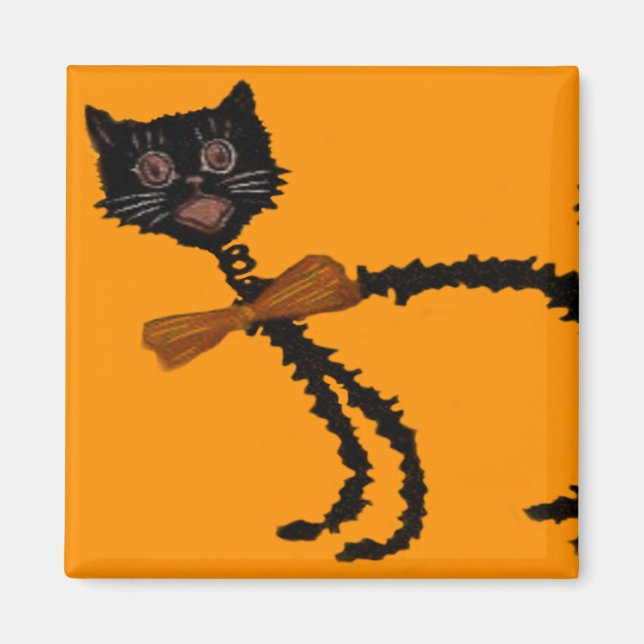 Imã Decoração de Halloween de Gato Preto Elástico (Frente)