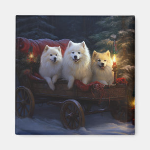 Imã Decoração de Natal Americana Eskimo Snowy Sleigh