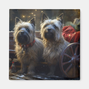 Imã Decoração de Natal Cairn Terrier Snowy Sleigh
