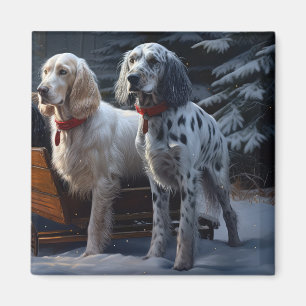 Imã Decoração de Natal com Trenó Snowy do Setter Inglê
