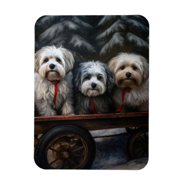 Ímã Decoração de Natal de Havanese Snowy Sleigh (Vertical)
