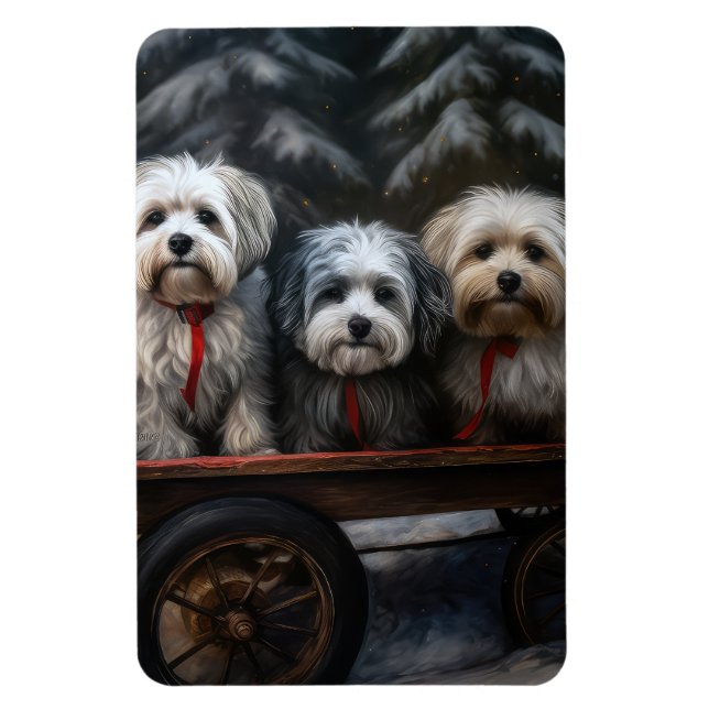 Ímã Decoração de Natal de Havanese Snowy Sleigh (Vertical)