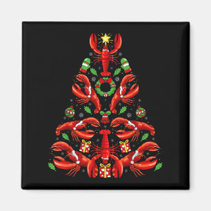 Imã Decoração de Natal de Lagosta com Chapéu de Papai