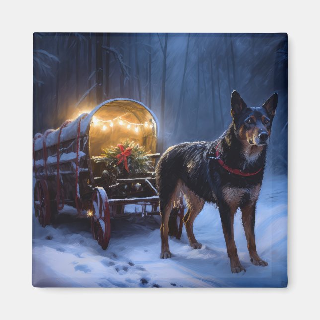 Imã Decoração de Natal de Trineo de Neve Kelpie Austra (Frente)