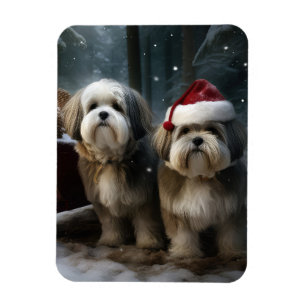 Ímã Decoração de Natal Malti tzu Snowy Sleigh
