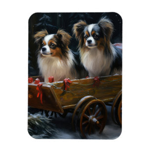 Ímã Decoração de Natal Papillon Snowy Sleigh 
