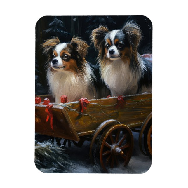 Ímã Decoração de Natal Papillon Snowy Sleigh  (Vertical)