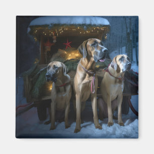 Imã Decoração de Natal Trenó Nevado Rhodesian Ridgebac