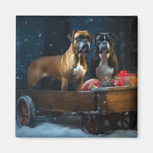 Imã Decoração de Natal Trenó Snowy Boxer