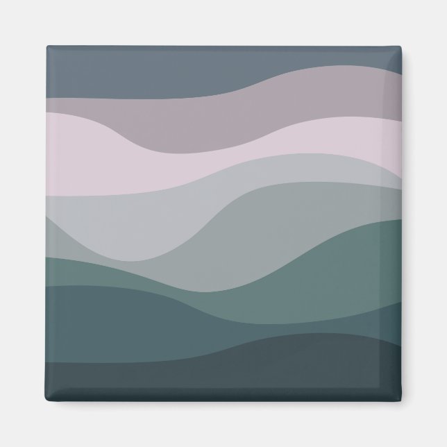 Imã decoração de ondas retro roxas e turquesas (Frente)