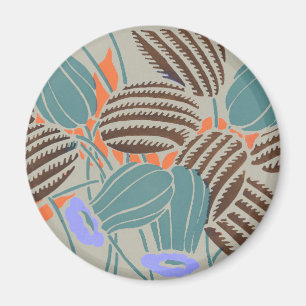 Imã Decoração Floral Moderno Boho em Azul Turquesa e L