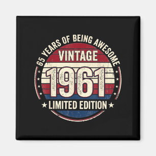 Imã Decorações de Aniversário de 65 anos Vintage para