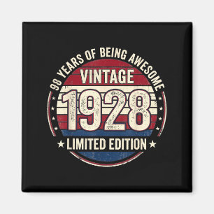 Imã Decorações de Aniversário de 98 anos Vintage Homen