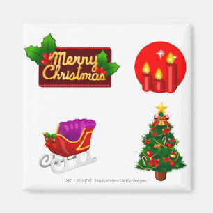 Imã Decorações do Natal contra o fundo branco