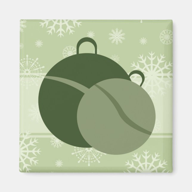Imã Decorações do Natal Verde e Magnetos de Neve (Frente)