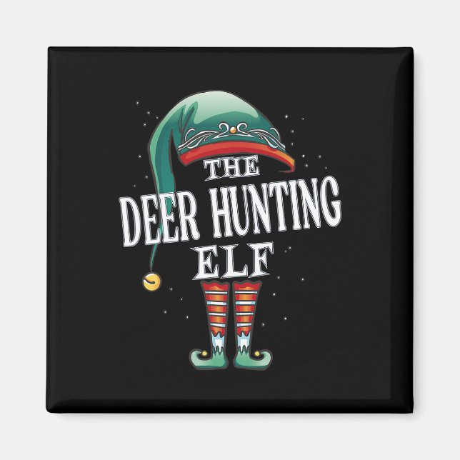 Imã Deer Hunting Elf Grupo de Natal Xmas Pajama (Frente)