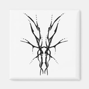 Imã Deer Skull Tribal Tattoo Design - preto e branco