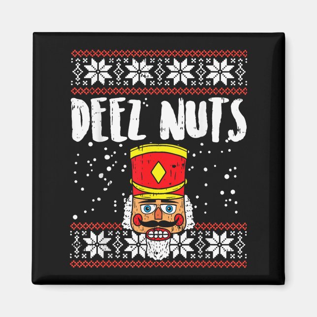 Imã Deez Nuts Nutcracker Funny Ugly Christmas Sweater  (Frente)