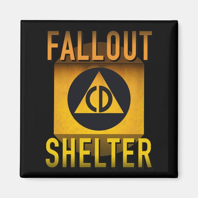 Imã Defesa Civil Fallout Shelter Atomic Age Grunge : (Frente)