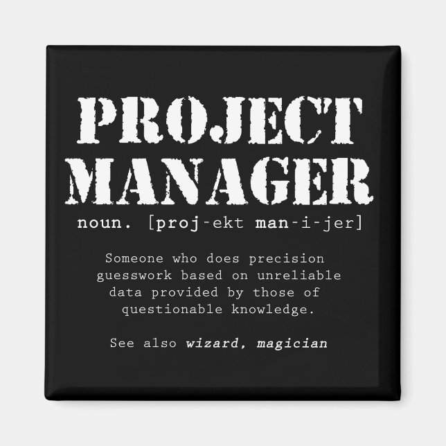 Imã Definição de Dicionário Funny Project Manager (Frente)