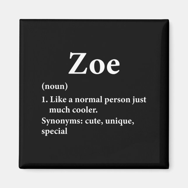 Imã Definição do Nome Zoe Divertida D  (Frente)