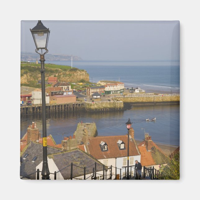 Imã Degraus que levam ao porto, Whitby, Norte (Frente)