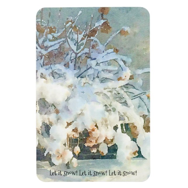 Ímã Deixar nevar - Árvore de Hydrangea coberta por nev (Vertical)