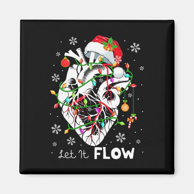 Imã Deixe a Anatomia do Natal Flowing Santa Coração Pa (Frente)