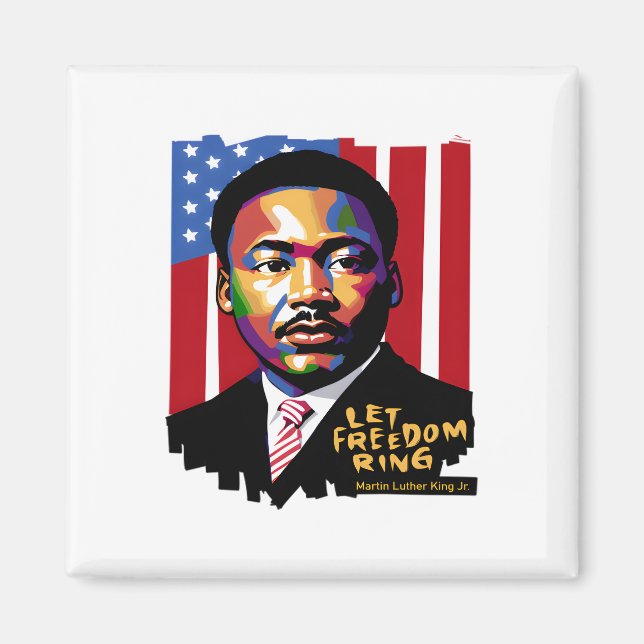 Imã Deixe a liberdade tocar, citação MLK, história neg (Frente)