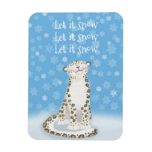 Ímã "Deixe-a nevar", mago de Natal fofo leopardo