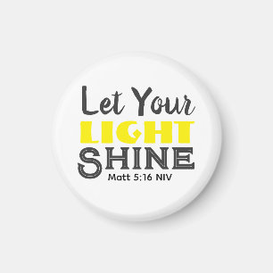 Imã Deixe Sua Luz Brilhar Versículo Bíblico Amarelo Fo