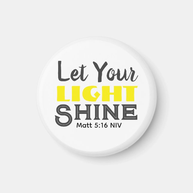 Imã Deixe Sua Luz Brilhar Versículo Bíblico Amarelo Fo (Frente)