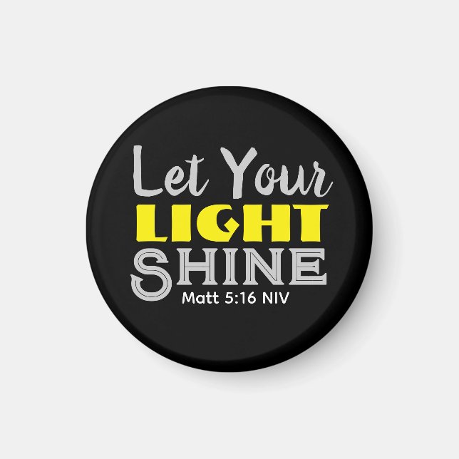 Imã Deixe Sua Luz Brilhar Versículo Bíblico Preto e Am (Frente)