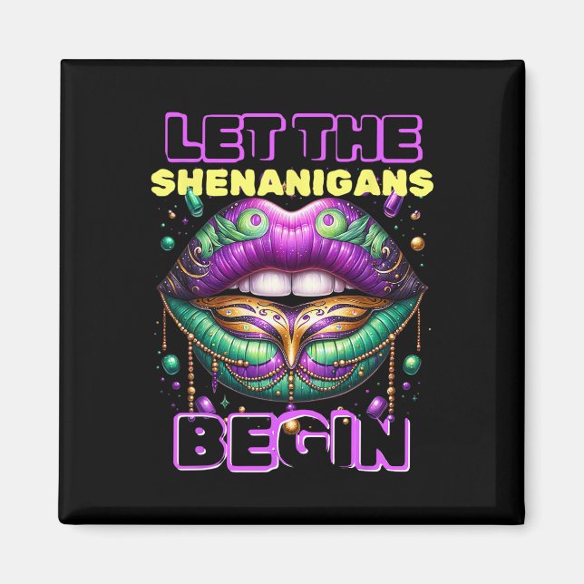 Imã Deixem Os Shenanigans Começar Lábios Mardi Gras 20 (Frente)