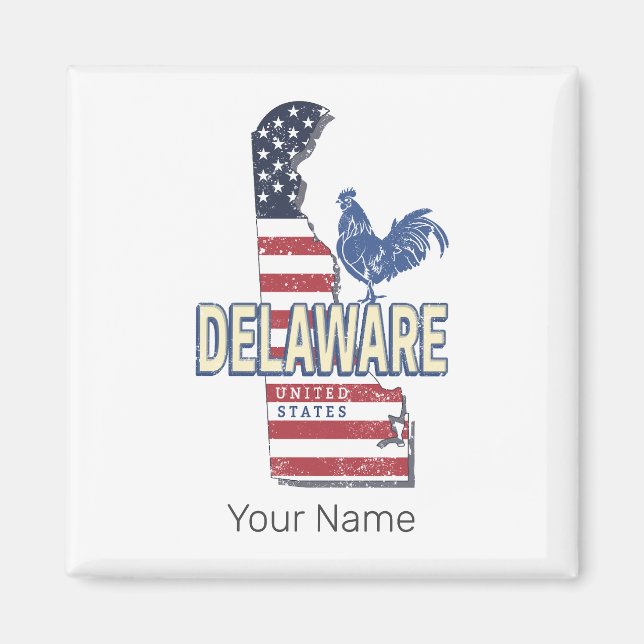 Imã Delaware EUA Retro State Map Vintage EUA (Frente)