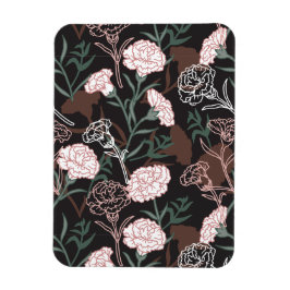 Ímã Delicar Cravos Rosa com Folhas Verdes Florais