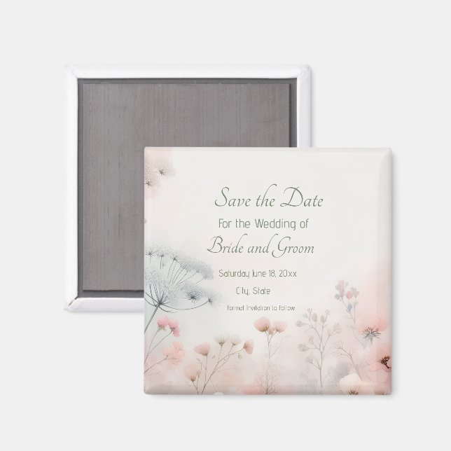 Imã Delicate Queen Anne's Lace Save the Date Magnet (Front/Back)